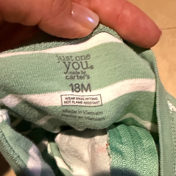 Carter's Green Striped and Dinosaur Print Footies - Picture 2 of 5